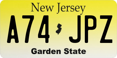 NJ license plate A74JPZ