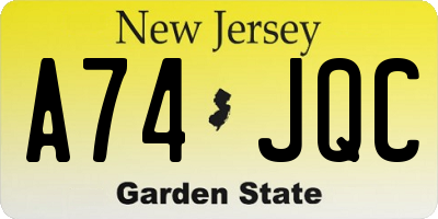 NJ license plate A74JQC