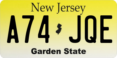 NJ license plate A74JQE