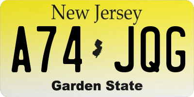 NJ license plate A74JQG