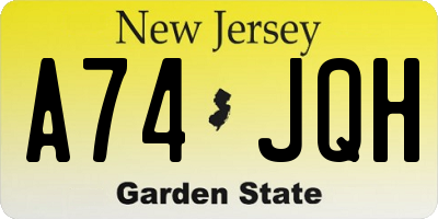 NJ license plate A74JQH