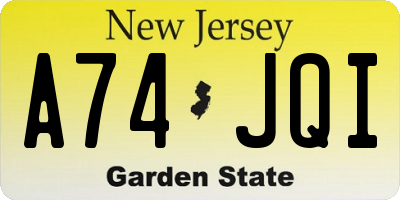 NJ license plate A74JQI