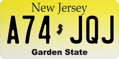 NJ license plate A74JQJ