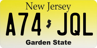 NJ license plate A74JQL