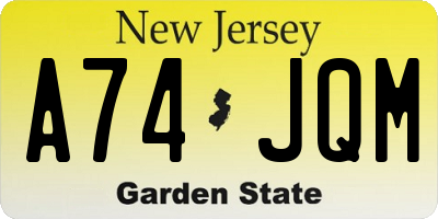 NJ license plate A74JQM