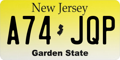 NJ license plate A74JQP