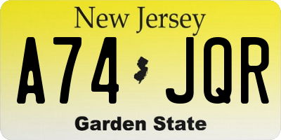 NJ license plate A74JQR