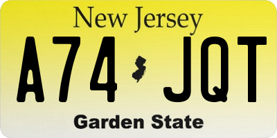 NJ license plate A74JQT