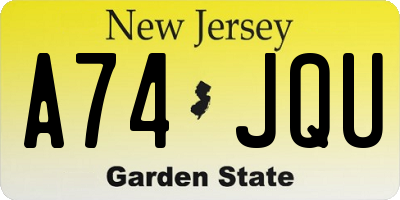 NJ license plate A74JQU