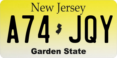 NJ license plate A74JQY