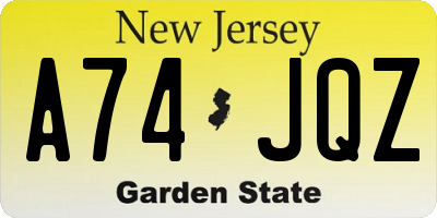 NJ license plate A74JQZ