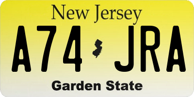 NJ license plate A74JRA
