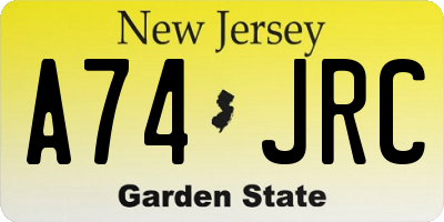NJ license plate A74JRC