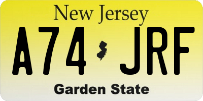 NJ license plate A74JRF