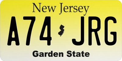 NJ license plate A74JRG