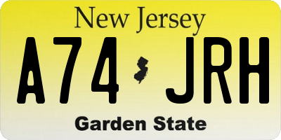 NJ license plate A74JRH