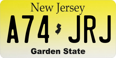 NJ license plate A74JRJ