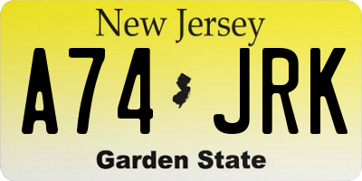 NJ license plate A74JRK