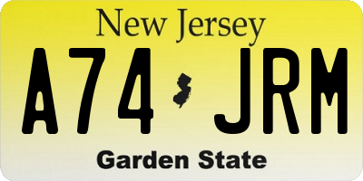 NJ license plate A74JRM