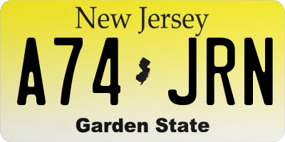 NJ license plate A74JRN