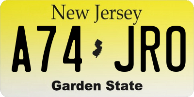 NJ license plate A74JRO