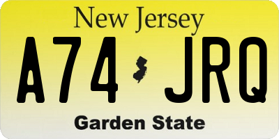 NJ license plate A74JRQ