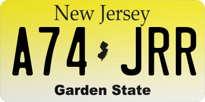 NJ license plate A74JRR