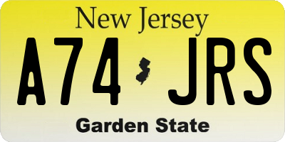 NJ license plate A74JRS