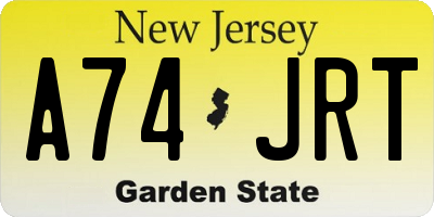 NJ license plate A74JRT