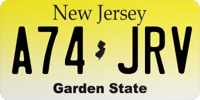 NJ license plate A74JRV