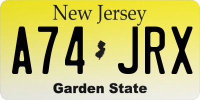 NJ license plate A74JRX