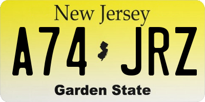NJ license plate A74JRZ