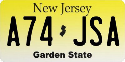 NJ license plate A74JSA
