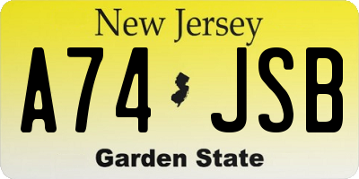 NJ license plate A74JSB