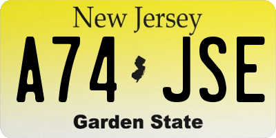 NJ license plate A74JSE