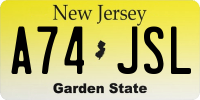 NJ license plate A74JSL