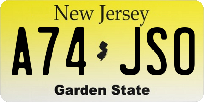NJ license plate A74JSO