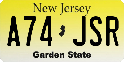 NJ license plate A74JSR