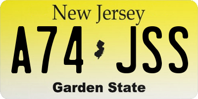 NJ license plate A74JSS