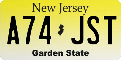NJ license plate A74JST