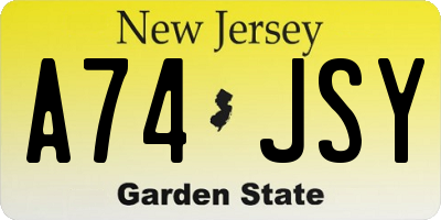 NJ license plate A74JSY