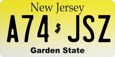 NJ license plate A74JSZ