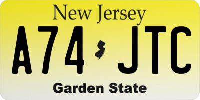 NJ license plate A74JTC