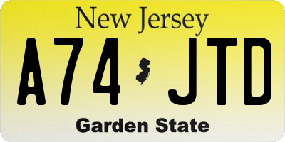 NJ license plate A74JTD
