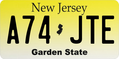 NJ license plate A74JTE