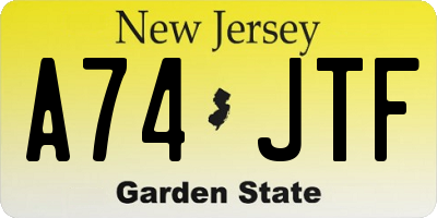 NJ license plate A74JTF