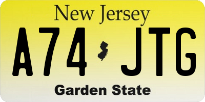 NJ license plate A74JTG