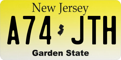 NJ license plate A74JTH