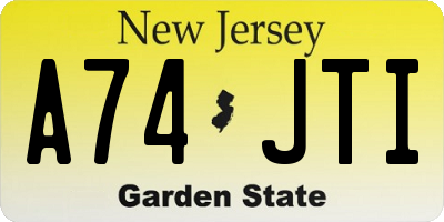 NJ license plate A74JTI