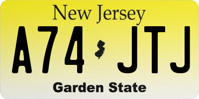 NJ license plate A74JTJ
